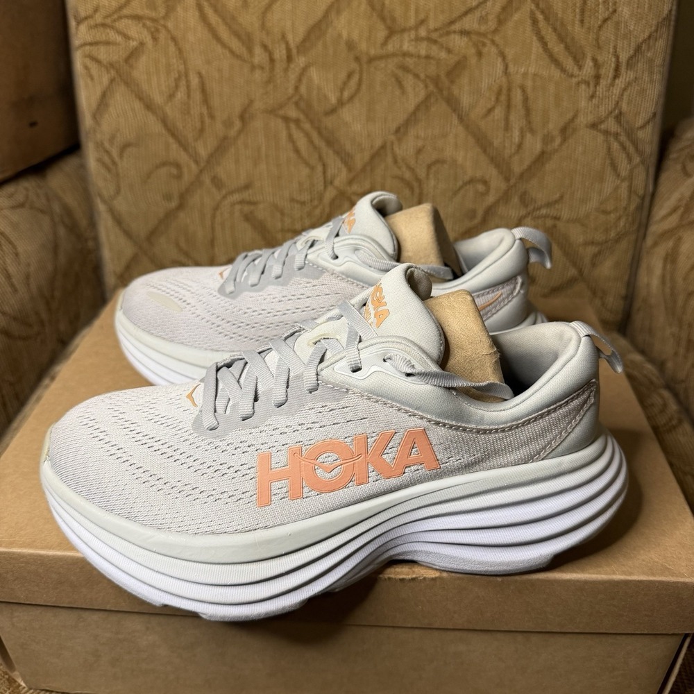 HOKA Bondi 8 Harbor Mist Lunar Rock 1127952-HMLR Women's Size 6.5 Running Shoes